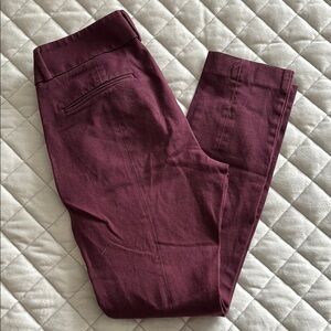💐 LOFT Marisa Skinny Work Pants Burgundy 00p